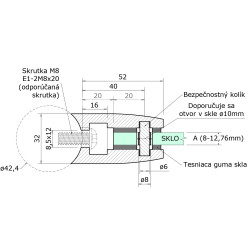 Svorka na trubku ø 42,4 mm, sklo 8 - 12,76 mm, AISI 304 Svorka na trubku ø 42,4 mm, sklo 8 - 12,76 mm, AISI 304